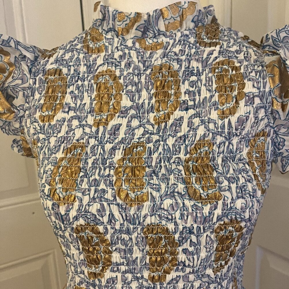 Oliphant Metallic Smocked Dress